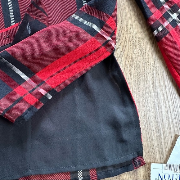 Pendleton Long Sleeve 100% Silk Blouse Button Ruffle Tartan Red Plaid Size 4 NEW - Picture 8 of 16